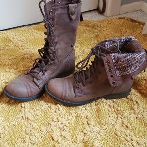Brown laceup boots